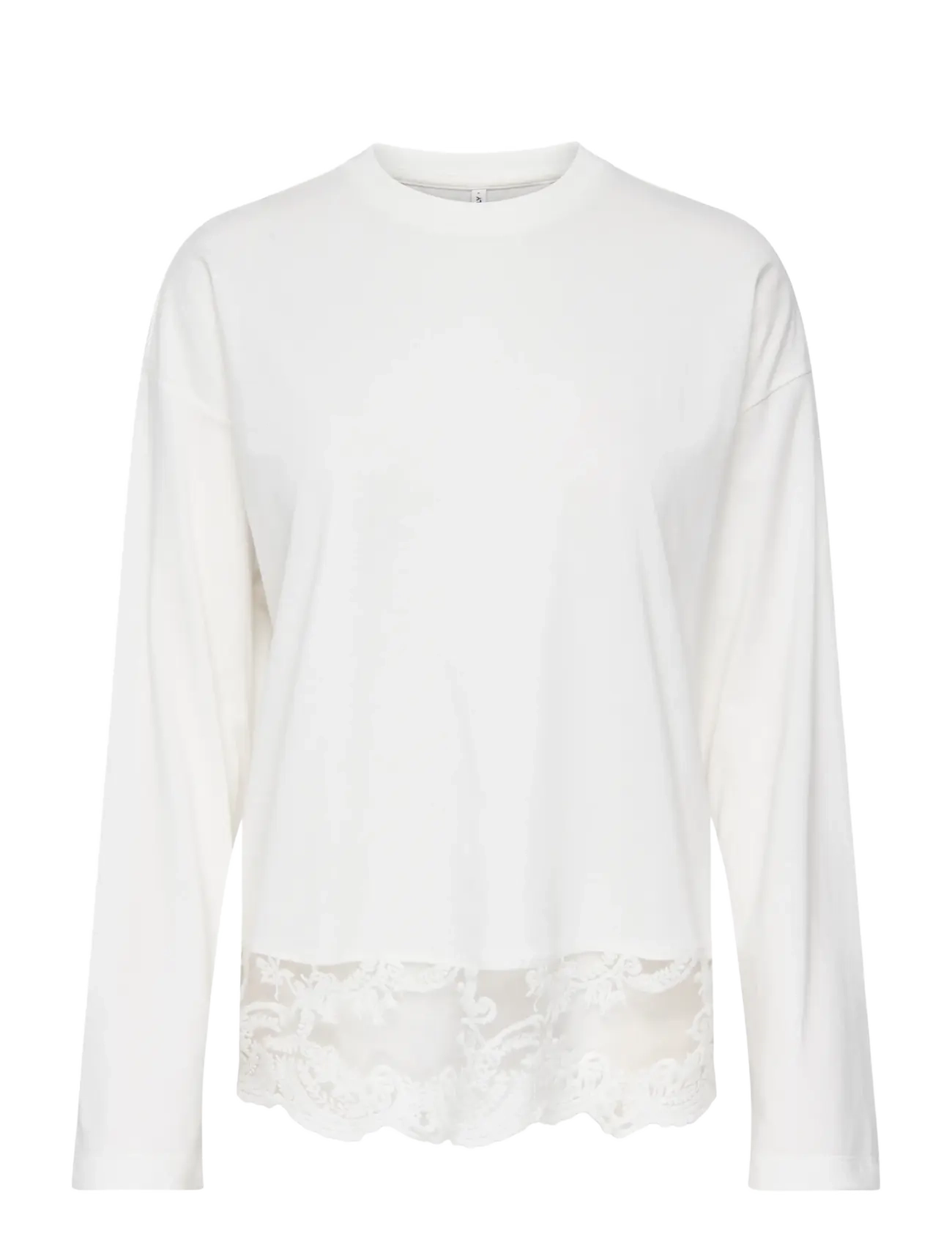 ONLY ONLVIVVI L/S LACE BOTTOM JRS NOOS - Langärmlige Tops - CLOUD DANCER / white