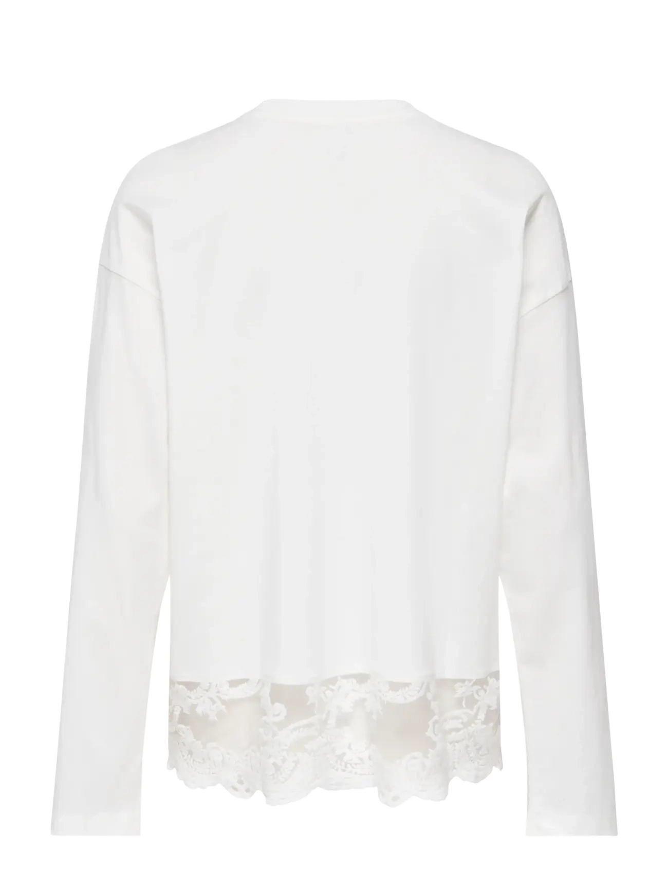 ONLY - ONLVIVVI L/S LACE BOTTOM JRS NOOS - langärmlige tops - cloud dancer - 1