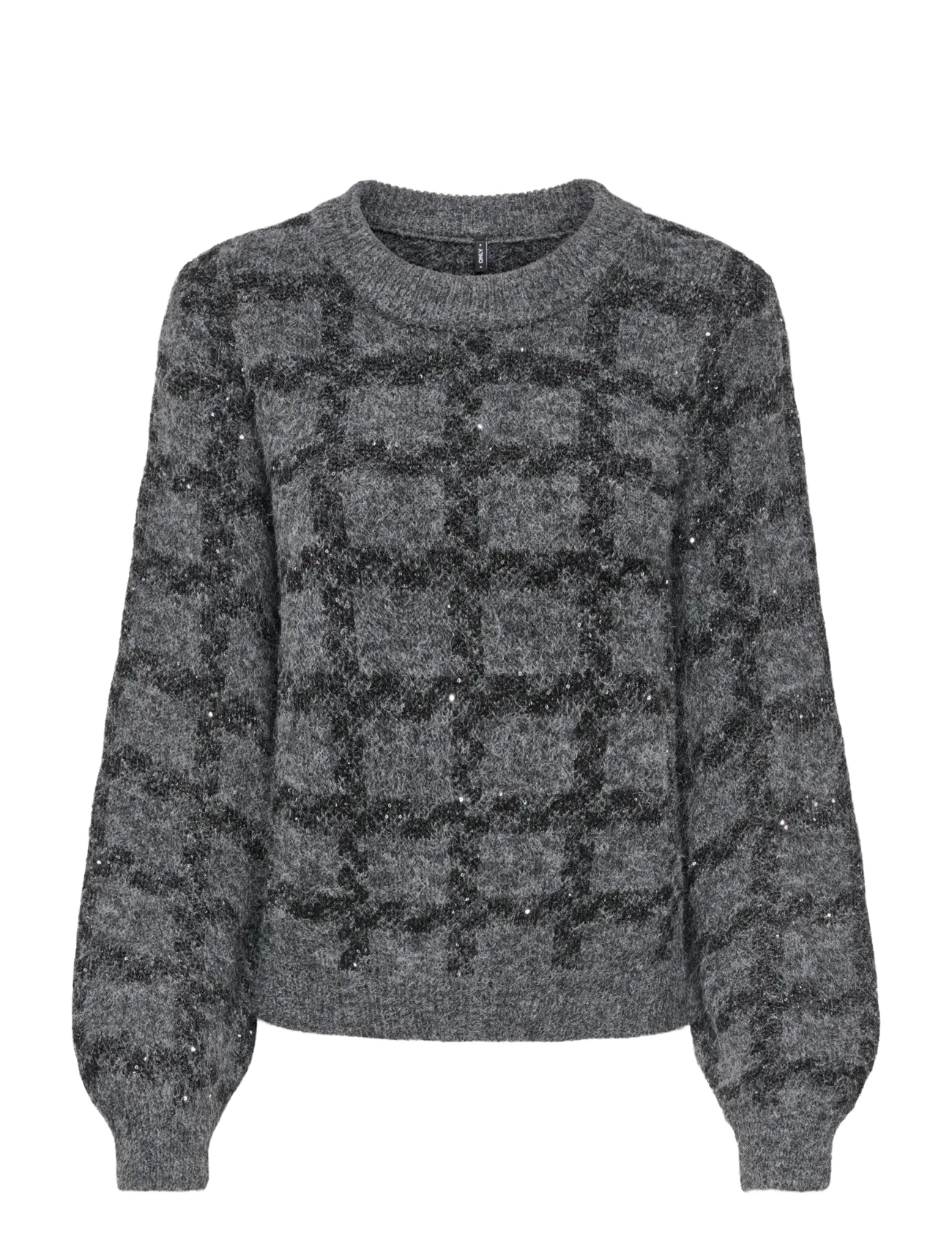 ONLY ONLDOFFA LS O-NECK GLITTER KNT - Kleidung - DARK GREY MELANGE / grey