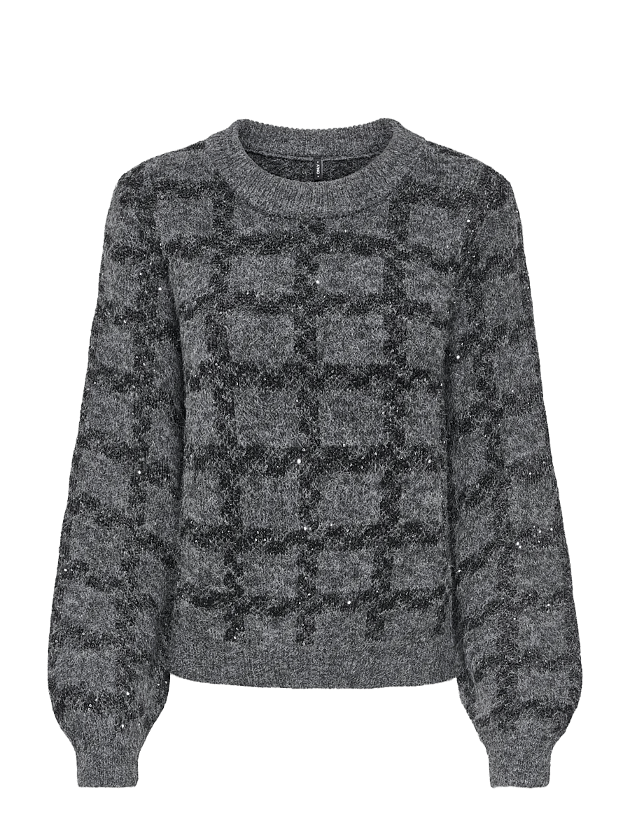 ONLY - ONLDOFFA LS O-NECK GLITTER KNT - pullover - dark grey melange - 1