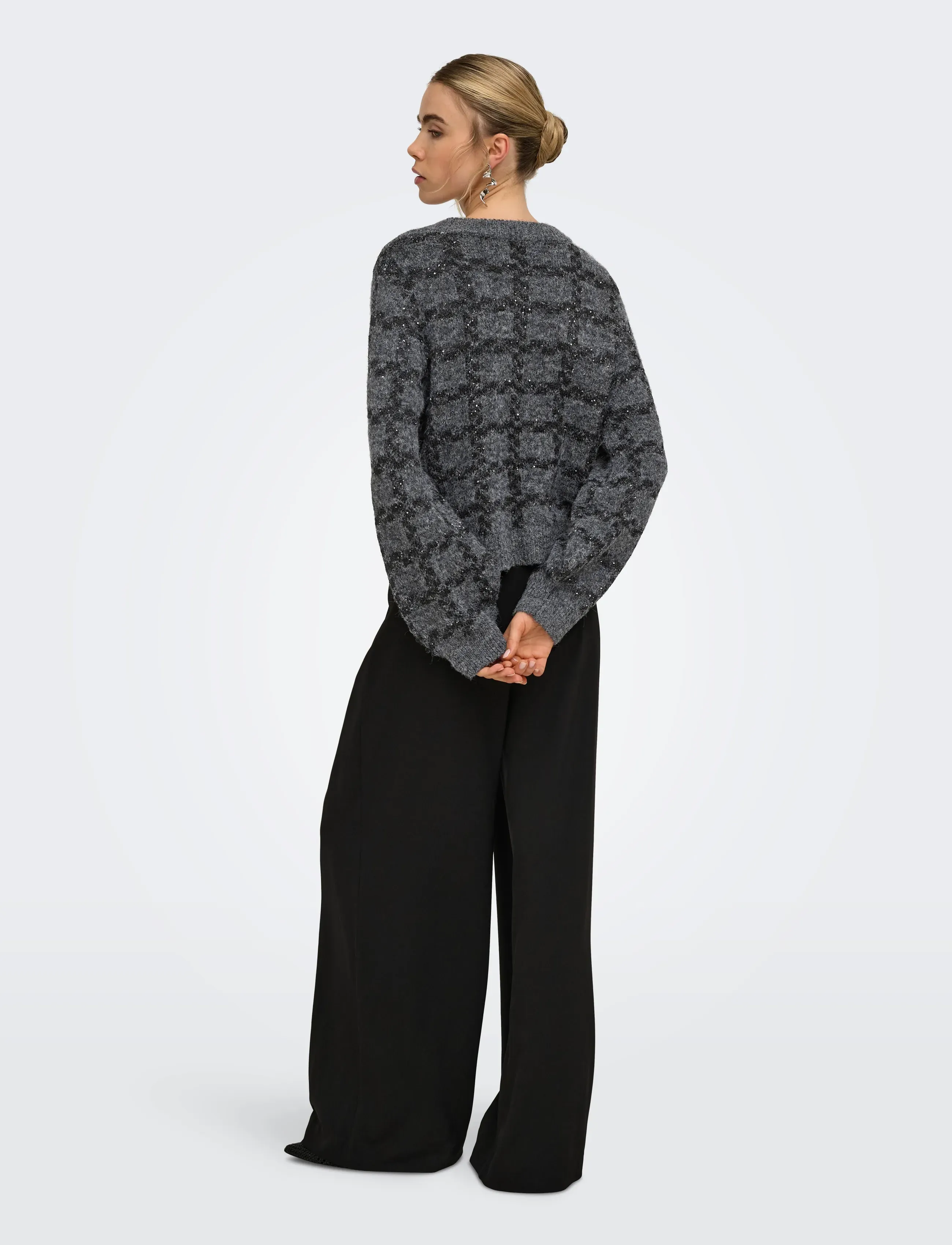 ONLY - ONLDOFFA LS O-NECK GLITTER KNT - pullover - dark grey melange - 3