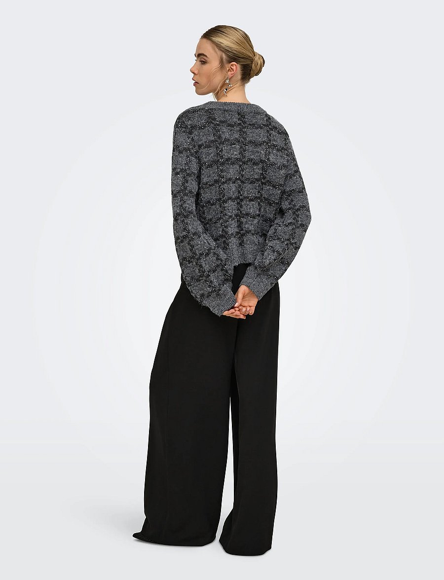 ONLY - ONLDOFFA LS O-NECK GLITTER KNT - pullover - dark grey melange - 3