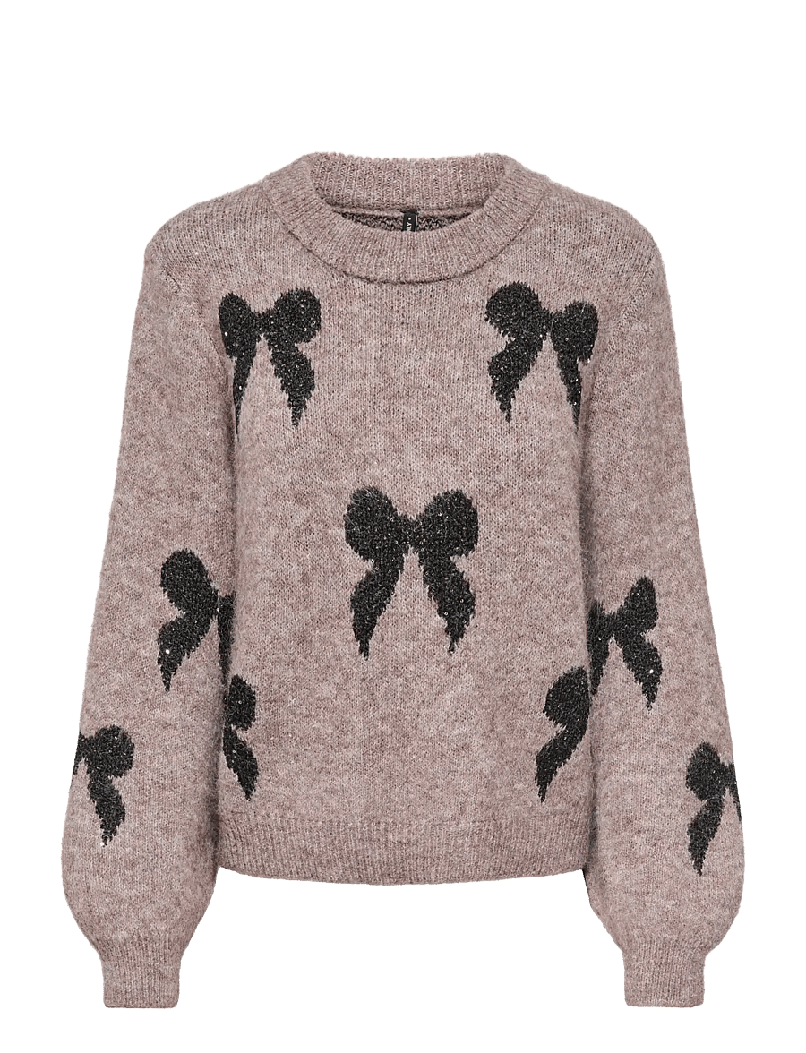 ONLY - ONLDOFFA LS O-NECK GLITTER KNT - striktrøjer - walnut - 1