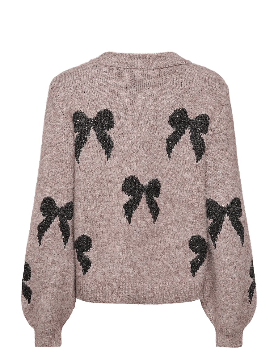 ONLY - ONLDOFFA LS O-NECK GLITTER KNT - striktrøjer - walnut - 2