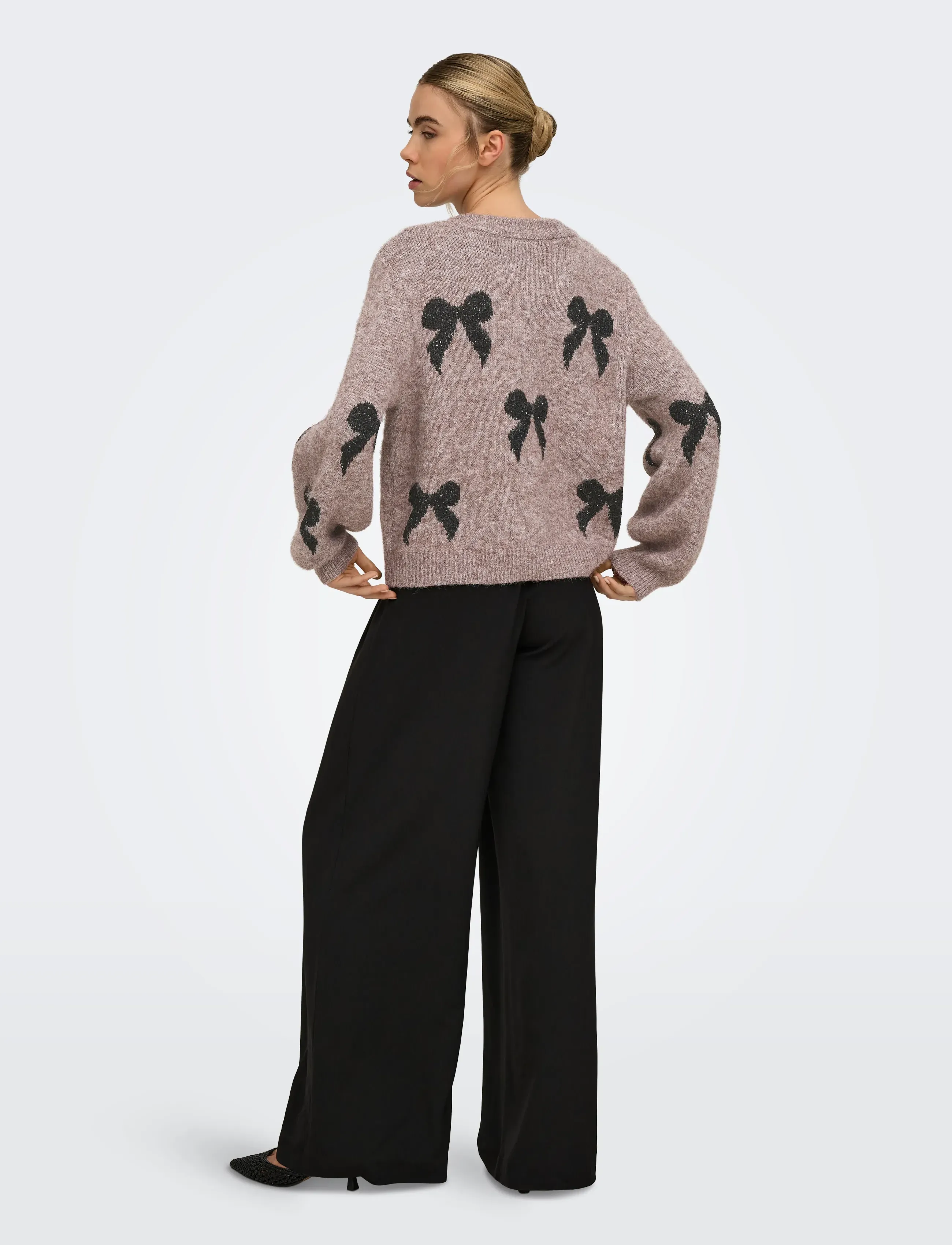 ONLY - ONLDOFFA LS O-NECK GLITTER KNT - striktrøjer - walnut - 3