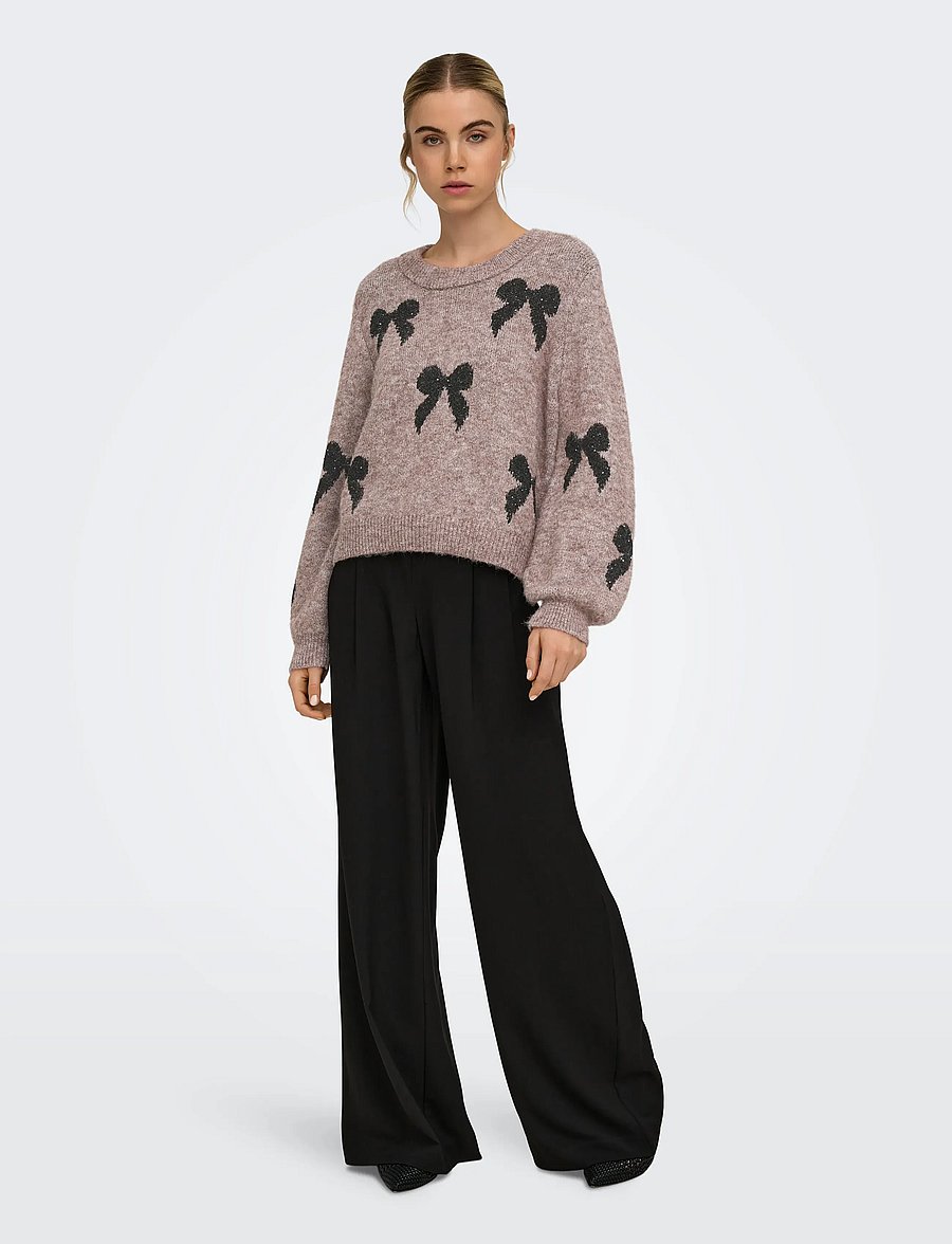 ONLY - ONLDOFFA LS O-NECK GLITTER KNT - striktrøjer - walnut - 4