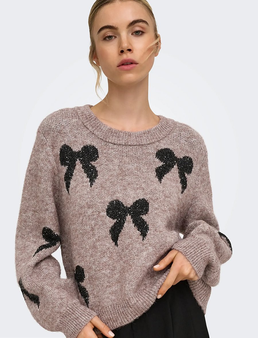 ONLY - ONLDOFFA LS O-NECK GLITTER KNT - striktrøjer - walnut - 5
