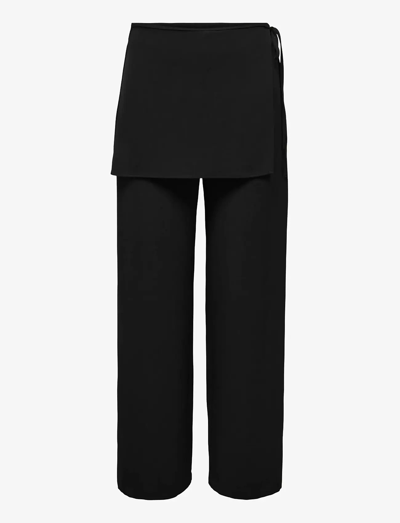 ONLY - ONLBRETTY SKIRT DETAIL TROUSERS WVN EX - bukser med lige ben - black - 0