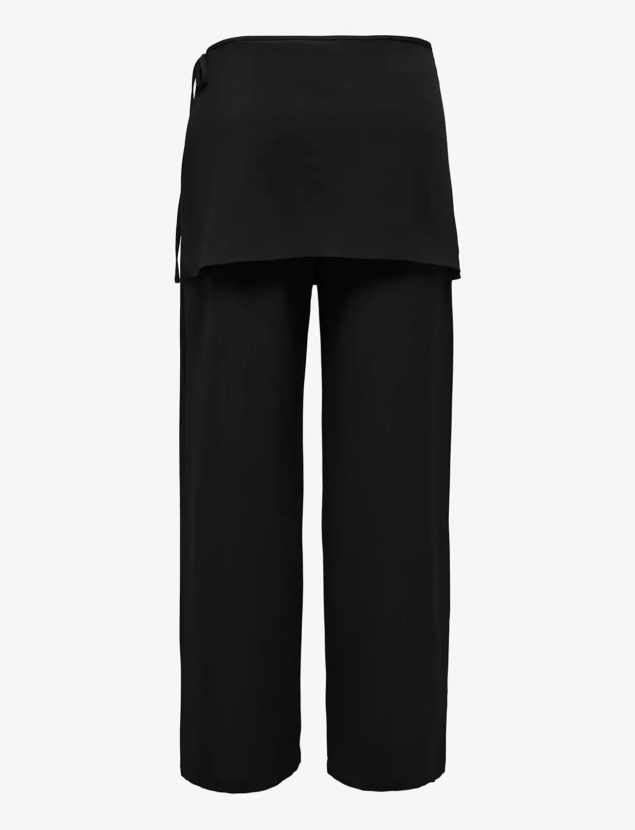 ONLY - ONLBRETTY SKIRT DETAIL TROUSERS WVN EX - bukser med lige ben - black - 1