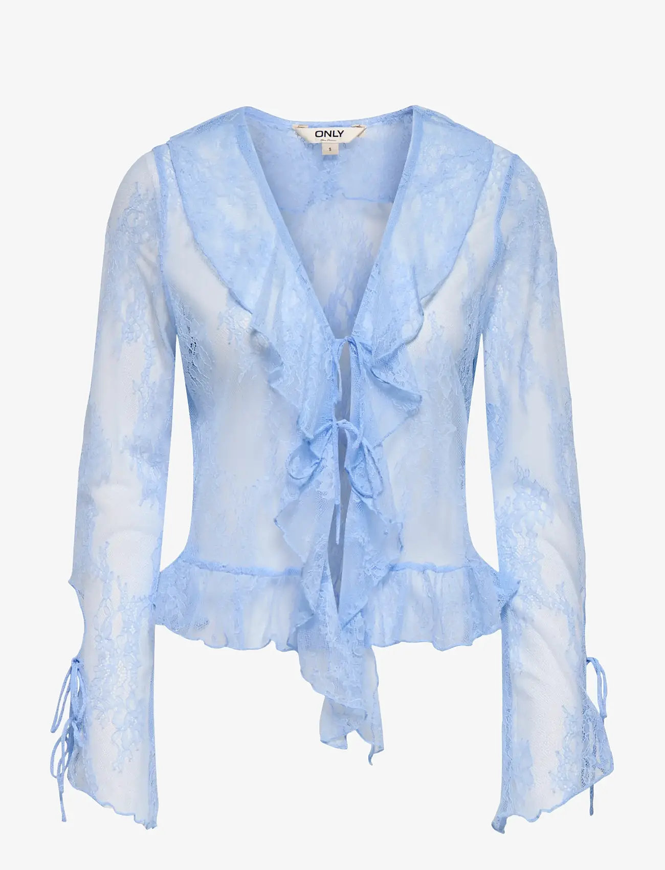 ONLY - ONLCALIBEA L/S RUFFLE TOP WVN EX - langærmede bluser - cashmere blue - 1