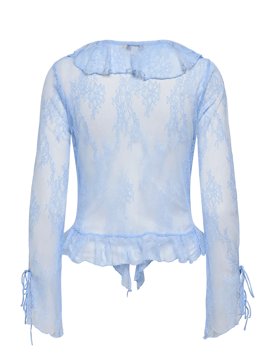 ONLY - ONLCALIBEA L/S RUFFLE TOP WVN EX - langärmelige blusen - cashmere blue - 2