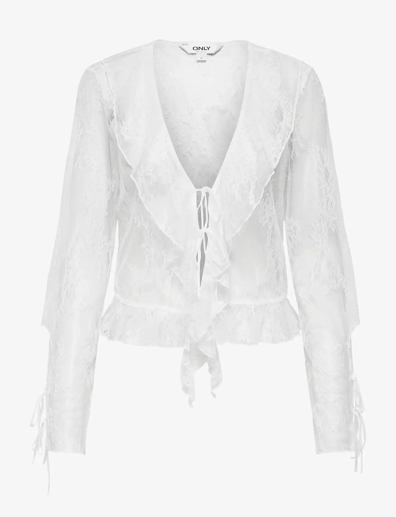 ONLY - ONLCALIBEA L/S RUFFLE TOP WVN EX - langærmede bluser - cloud dancer - 1