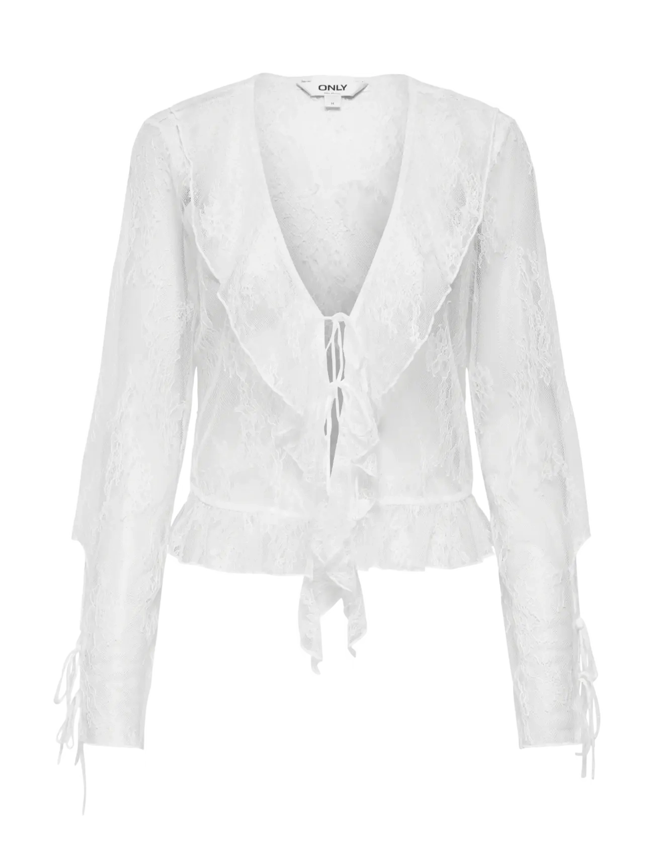ONLY ONLCALIBEA L/S RUFFLE TOP WVN EX - Pluusid ja särgid - CLOUD DANCER / white
