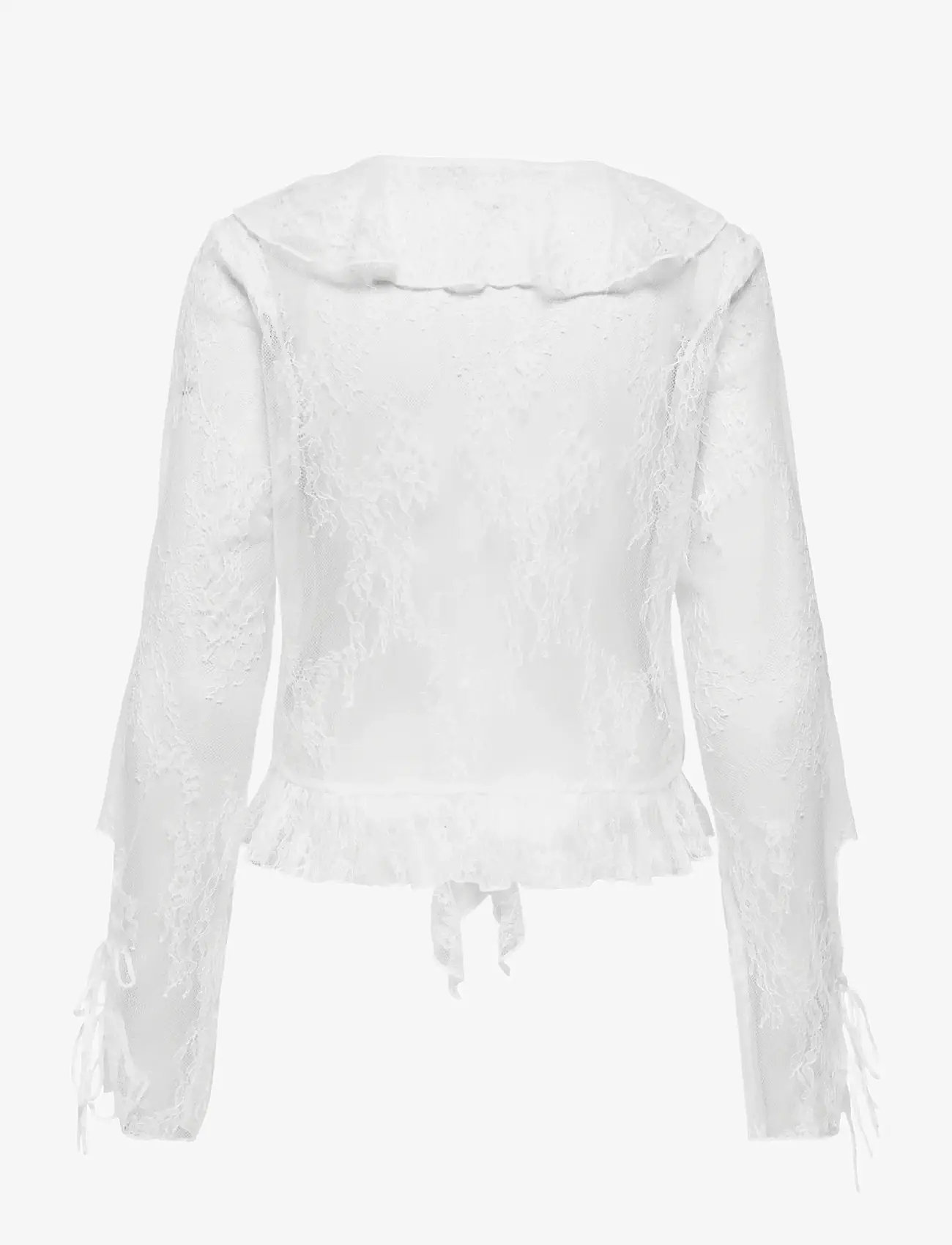 ONLY - ONLCALIBEA L/S RUFFLE TOP WVN EX - langærmede bluser - cloud dancer - 2