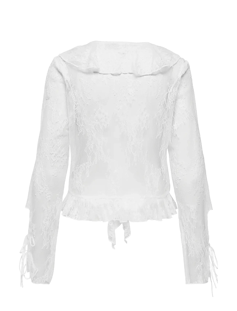 ONLY - ONLCALIBEA L/S RUFFLE TOP WVN EX - langärmlige blusen - cloud dancer - 2