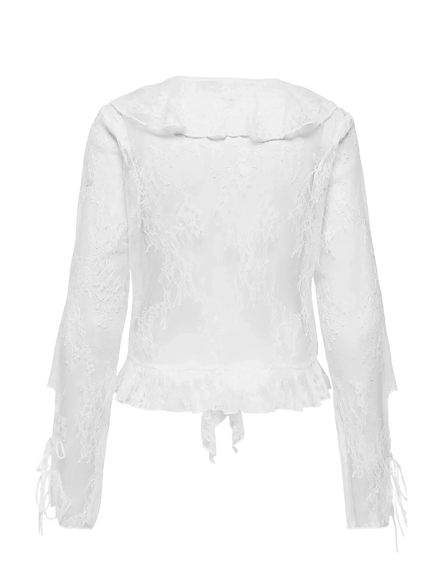 ONLY - ONLCALIBEA L/S RUFFLE TOP WVN EX - langärmelige blusen - cloud dancer - 2