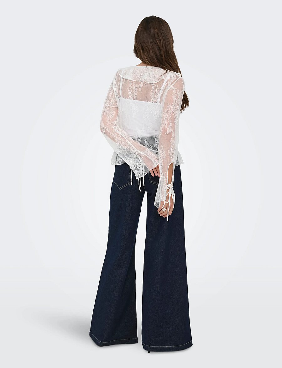 ONLY - ONLCALIBEA L/S RUFFLE TOP WVN EX - langärmelige blusen - cloud dancer - 3