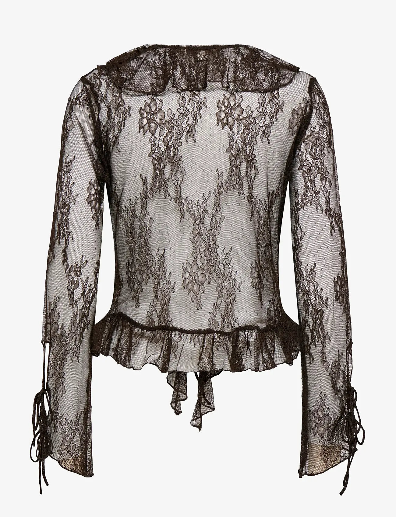 ONLY - ONLCALIBEA L/S RUFFLE TOP WVN EX - pikkade varrukatega pluusid - coffee bean - 2