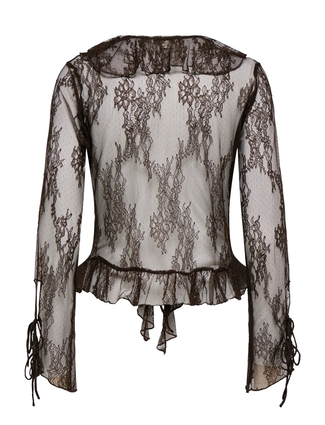 ONLY - ONLCALIBEA L/S RUFFLE TOP WVN EX - långärmade blusar - coffee bean - 2