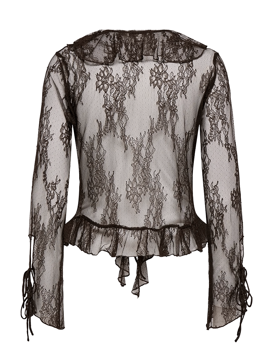 ONLY - ONLCALIBEA L/S RUFFLE TOP WVN EX - langärmelige blusen - coffee bean - 2