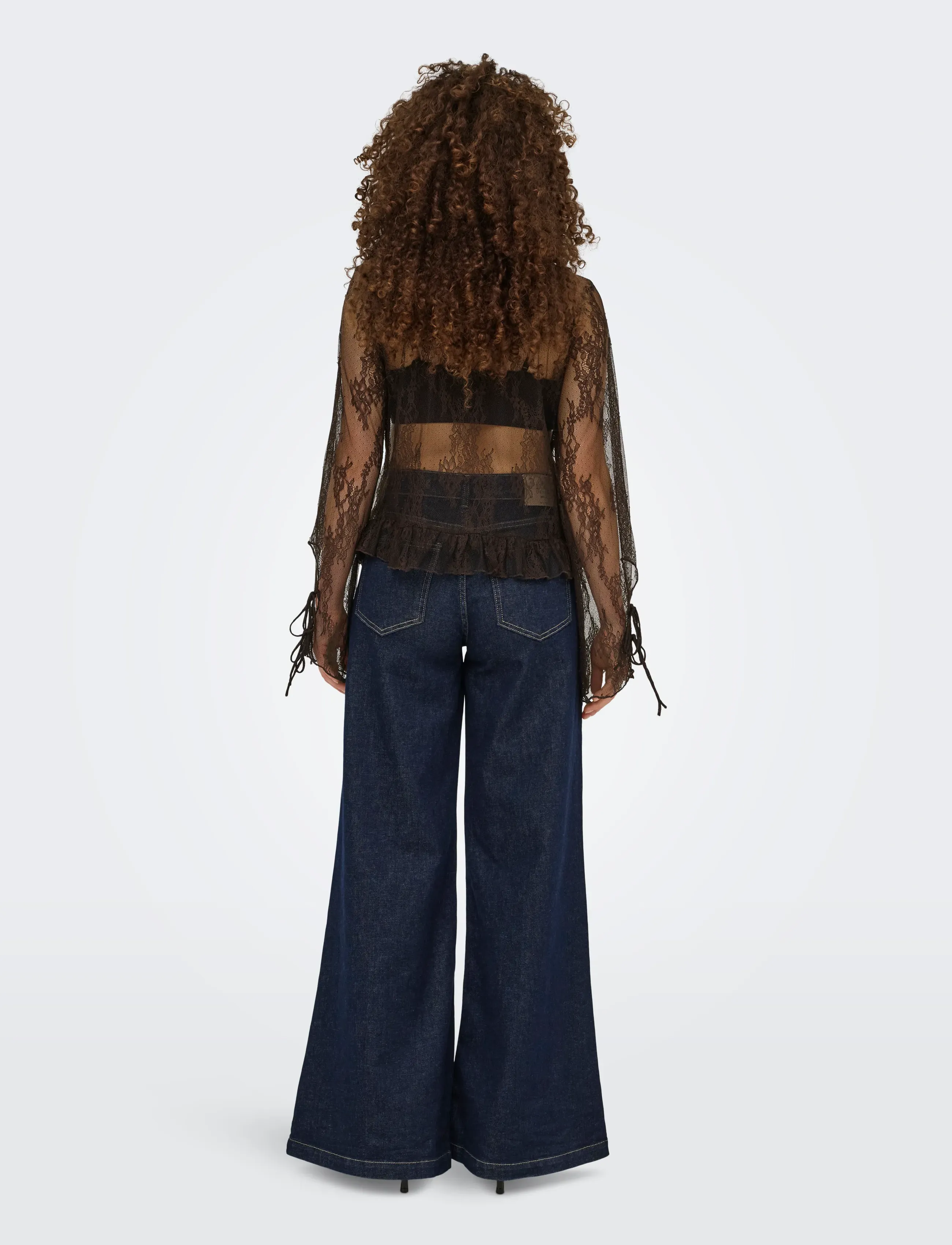 ONLY - ONLCALIBEA L/S RUFFLE TOP WVN EX - långärmade blusar - coffee bean - 3