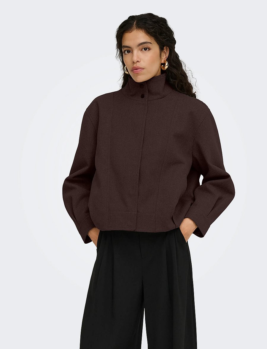 ONLY - ONLASTA HIGH COLLAR BOMBER JACKET OTW - kevyet takit - chocolate torte - 0