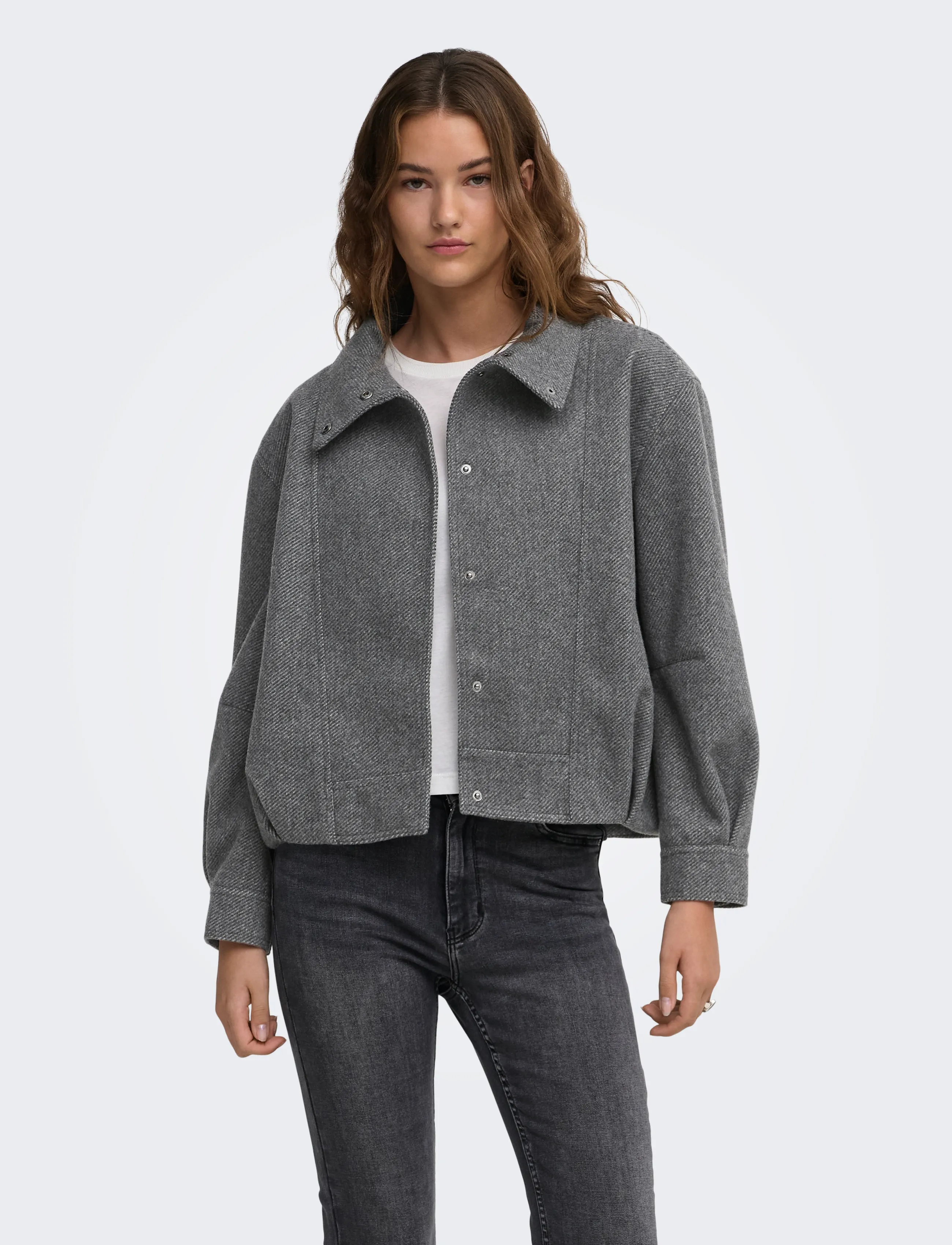 ONLY ONLASTA HIGH COLLAR BOMBER JACKET OTW - Kleidung - DARK GREY MELANGE / grey