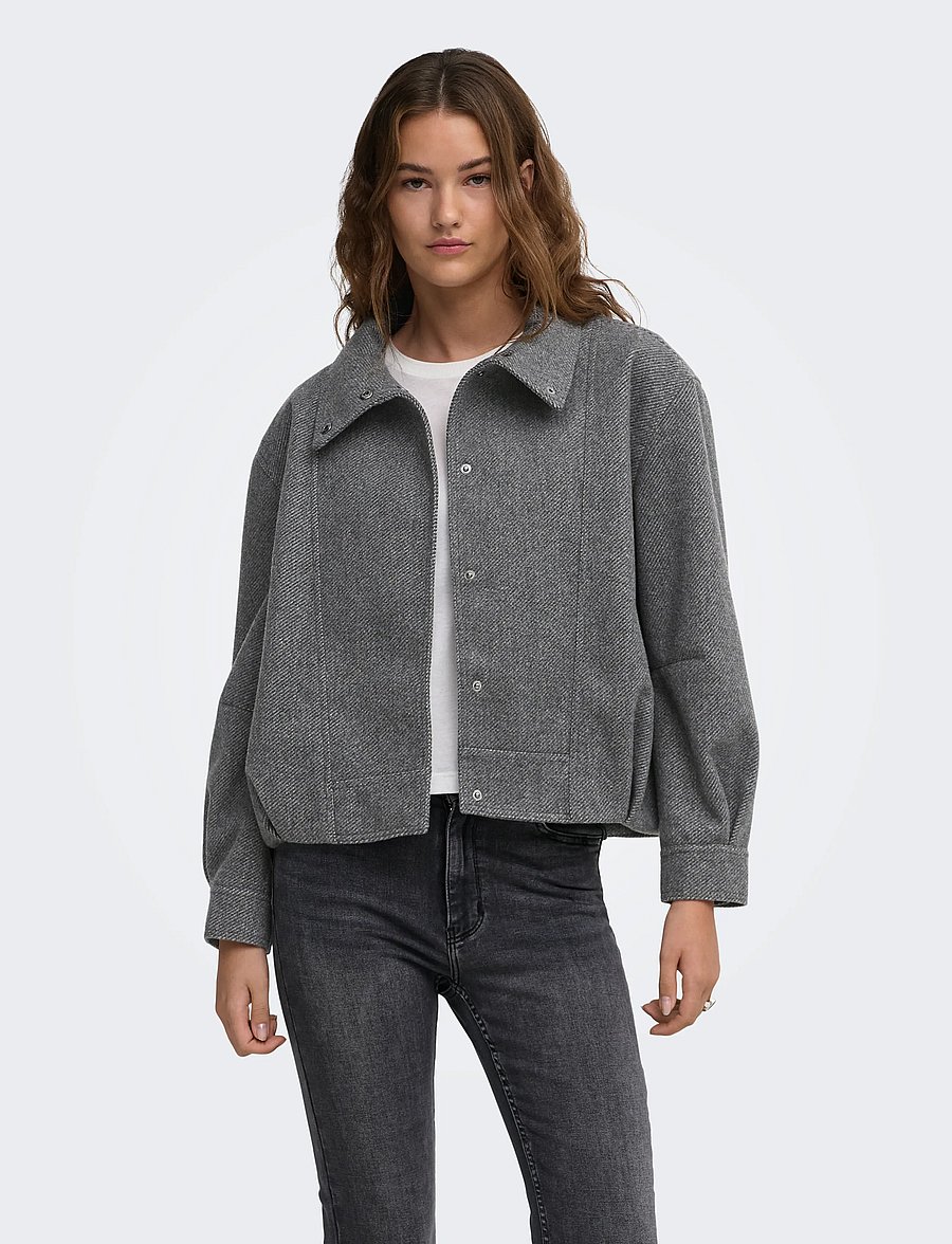 ONLY - ONLASTA HIGH COLLAR BOMBER JACKET OTW - leichte jacken - dark grey melange - 0