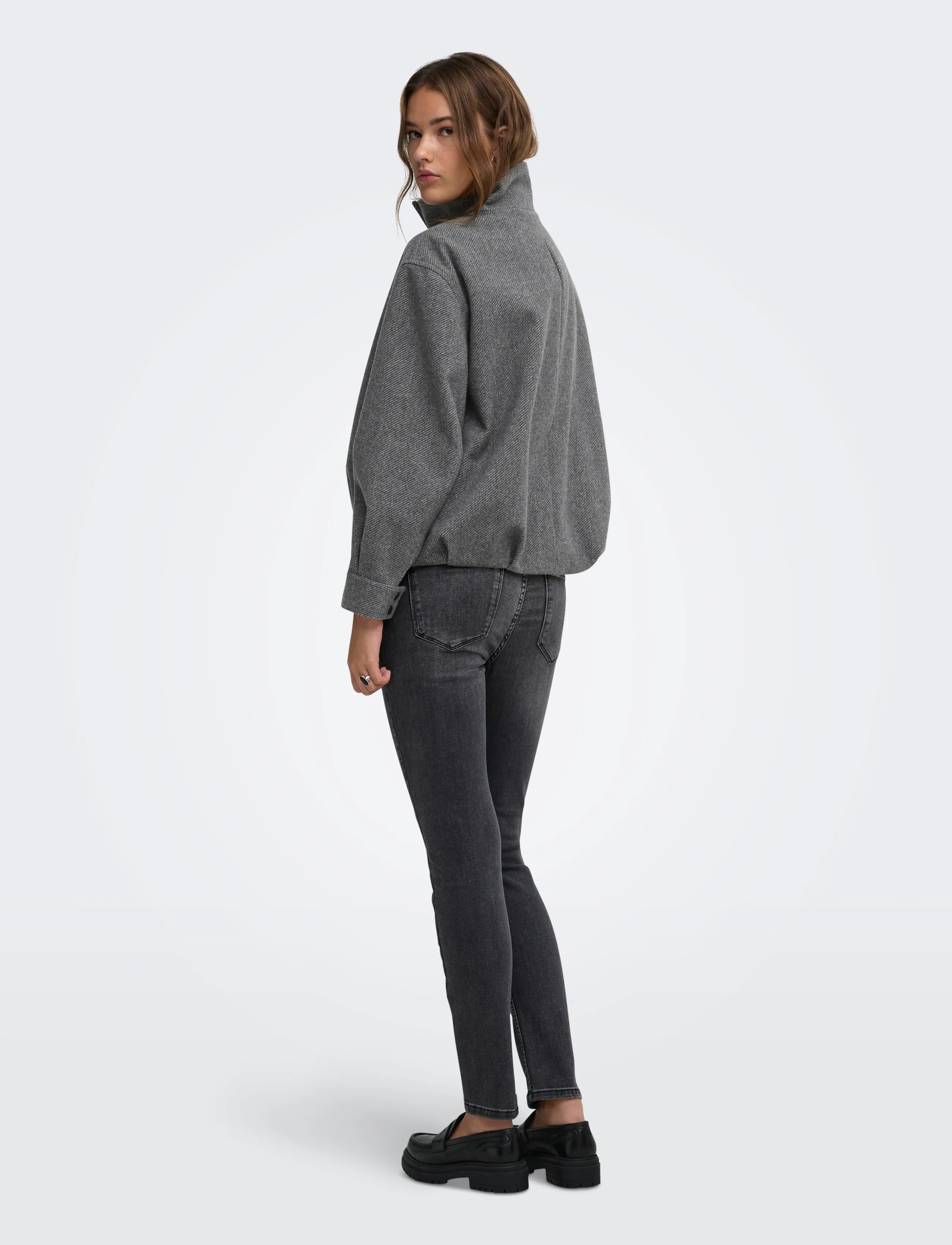 ONLY - ONLASTA HIGH COLLAR BOMBER JACKET OTW - leichte jacken - dark grey melange - 3