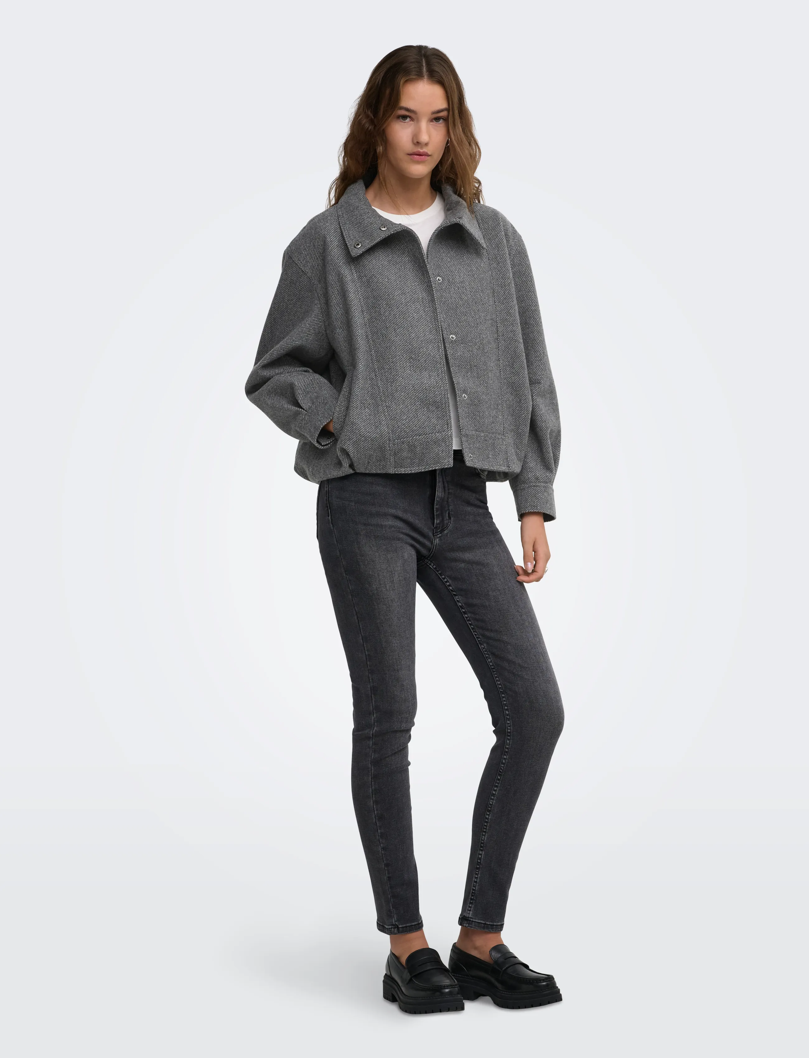 ONLY - ONLASTA HIGH COLLAR BOMBER JACKET OTW - leichte jacken - dark grey melange - 4