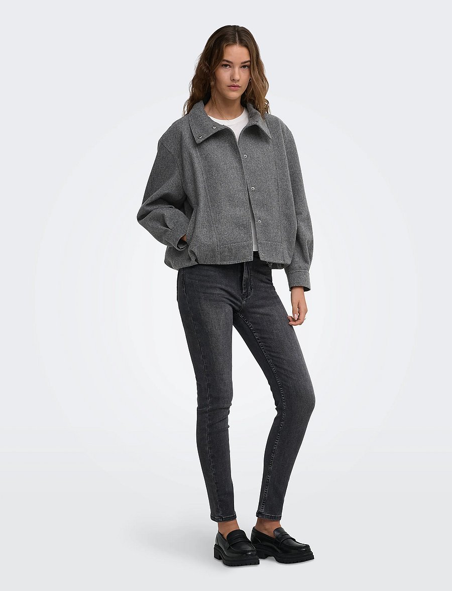 ONLY - ONLASTA HIGH COLLAR BOMBER JACKET OTW - leichte jacken - dark grey melange - 4