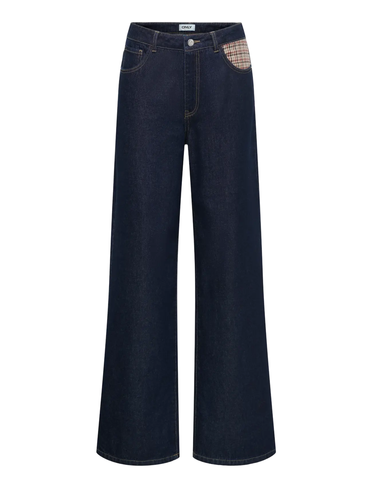 ONLY - ONLHOPE HW WIDE CHECK DNM SIJI - dark blue denim - 1