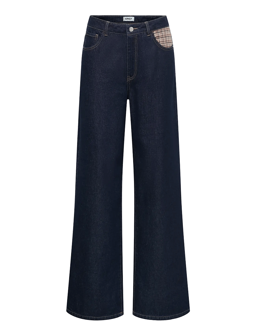 ONLY - ONLHOPE HW WIDE CHECK DNM SIJI - dark blue denim - 1