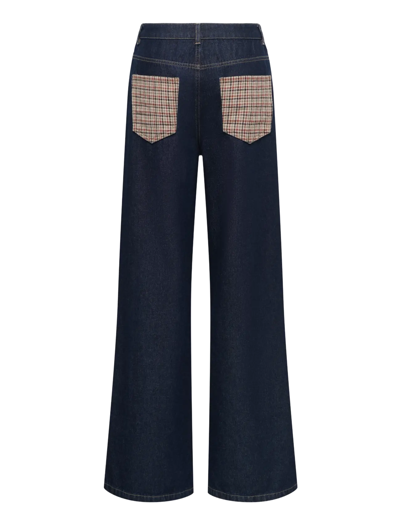ONLY - ONLHOPE HW WIDE CHECK DNM SIJI - dark blue denim - 2