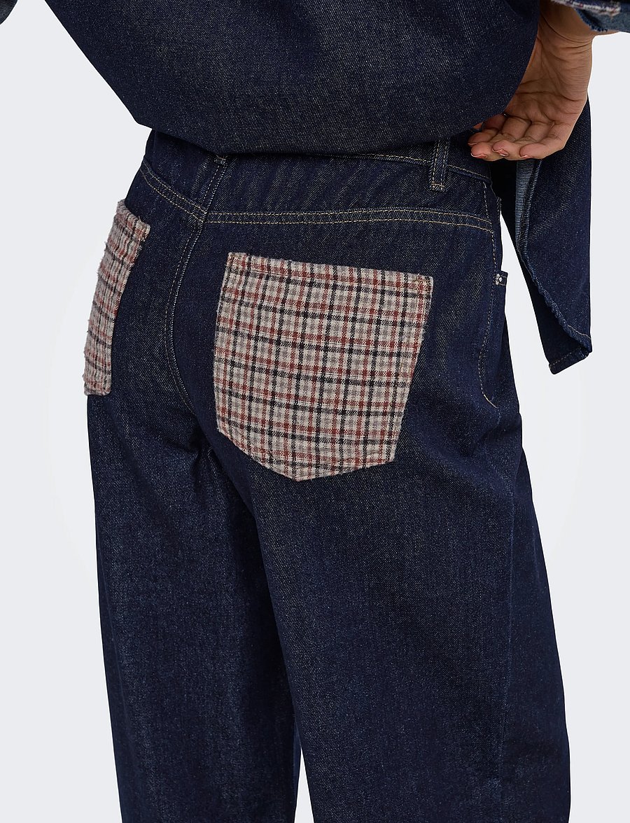 ONLY - ONLHOPE HW WIDE CHECK DNM SIJI - dark blue denim - 5