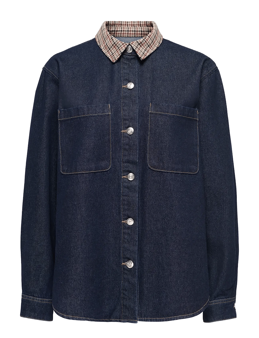 ONLY - ONLVERA LS CHECK DNM SHIRT SIJI - dark blue denim - 1