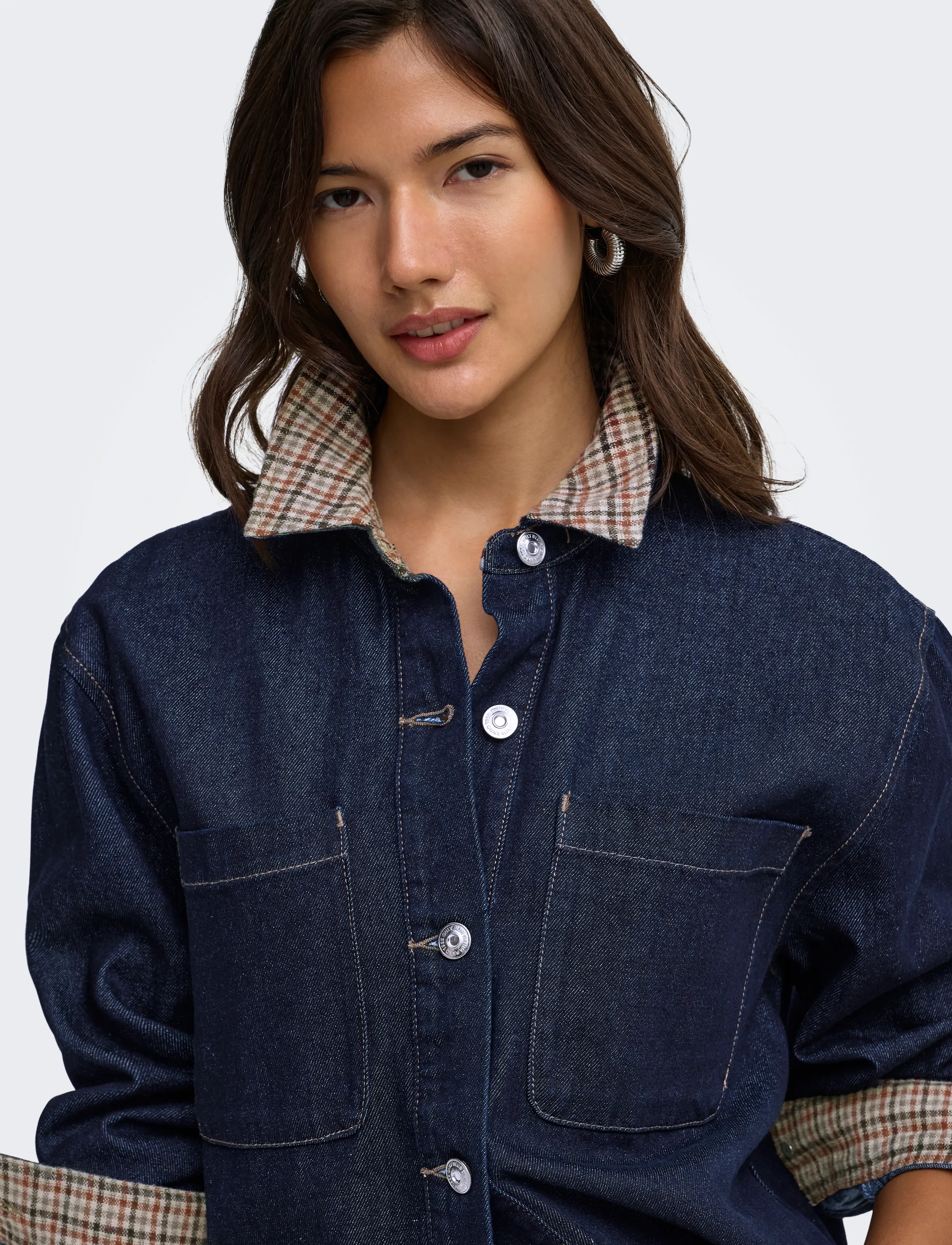 ONLY - ONLVERA LS CHECK DNM SHIRT SIJI - dark blue denim - 5