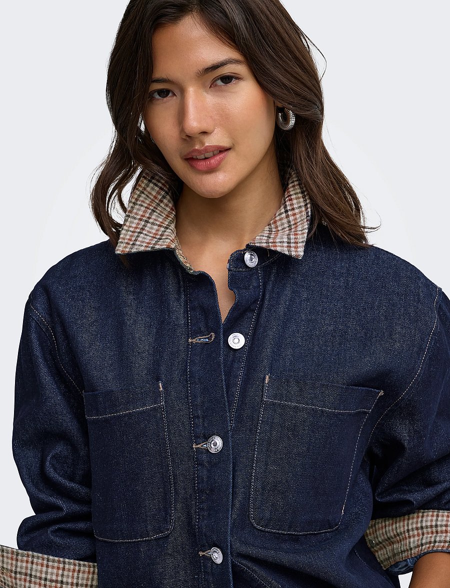 ONLY - ONLVERA LS CHECK DNM SHIRT SIJI - dark blue denim - 5