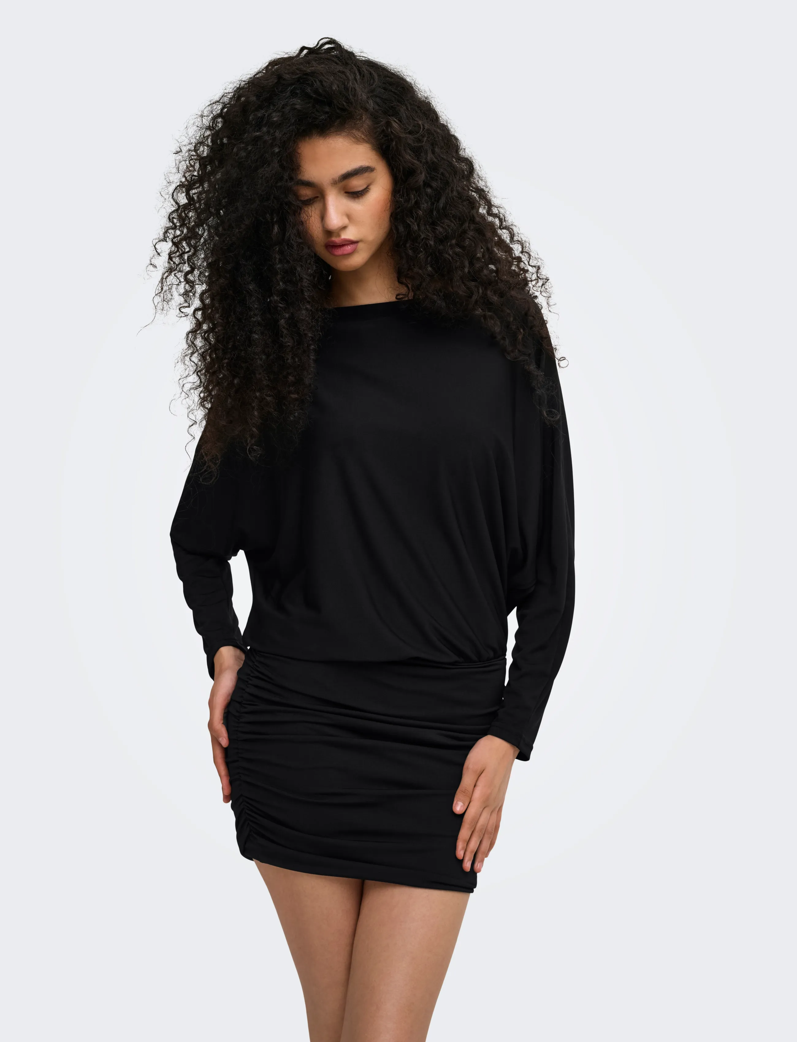 ONLY ONLARIA L/S BAT DRESS JRS - Klänningar - BLACK / black