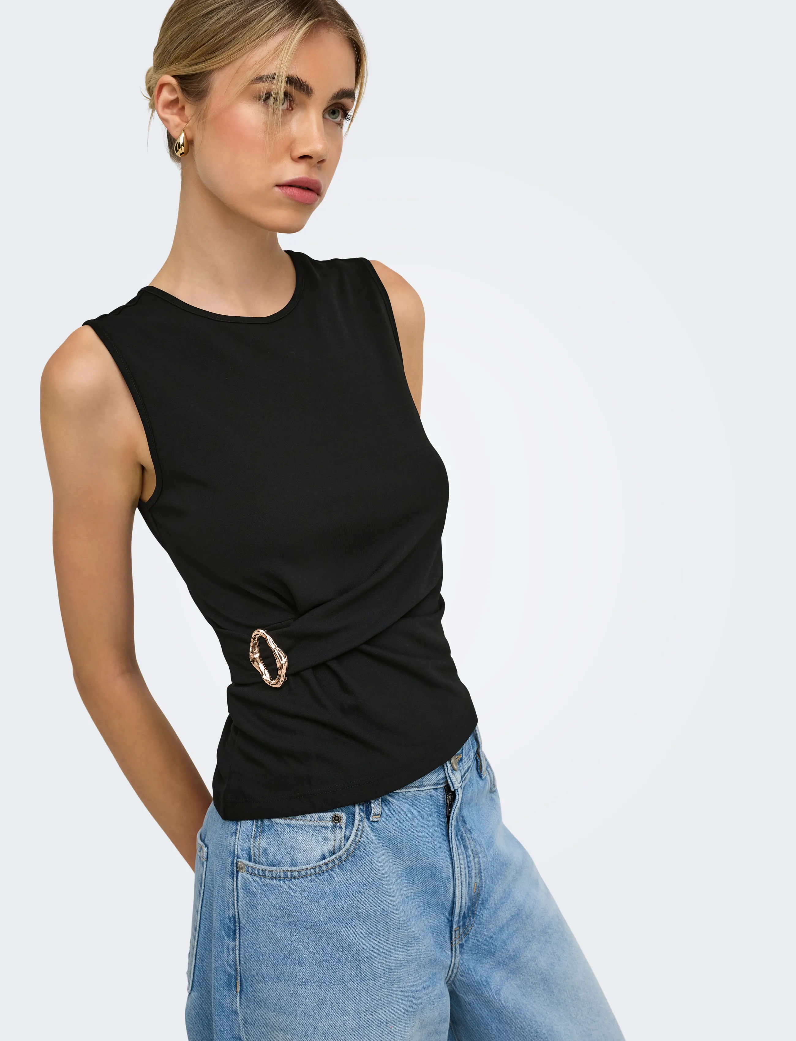 ONLY Onlhaze S/L Buckle Top Jrs linnen dam – bild 6