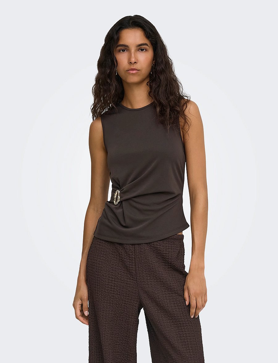 ONLY - ONLHAZE S/L BUCKLE TOP JRS - Ärmellose tops - chocolate torte - 0