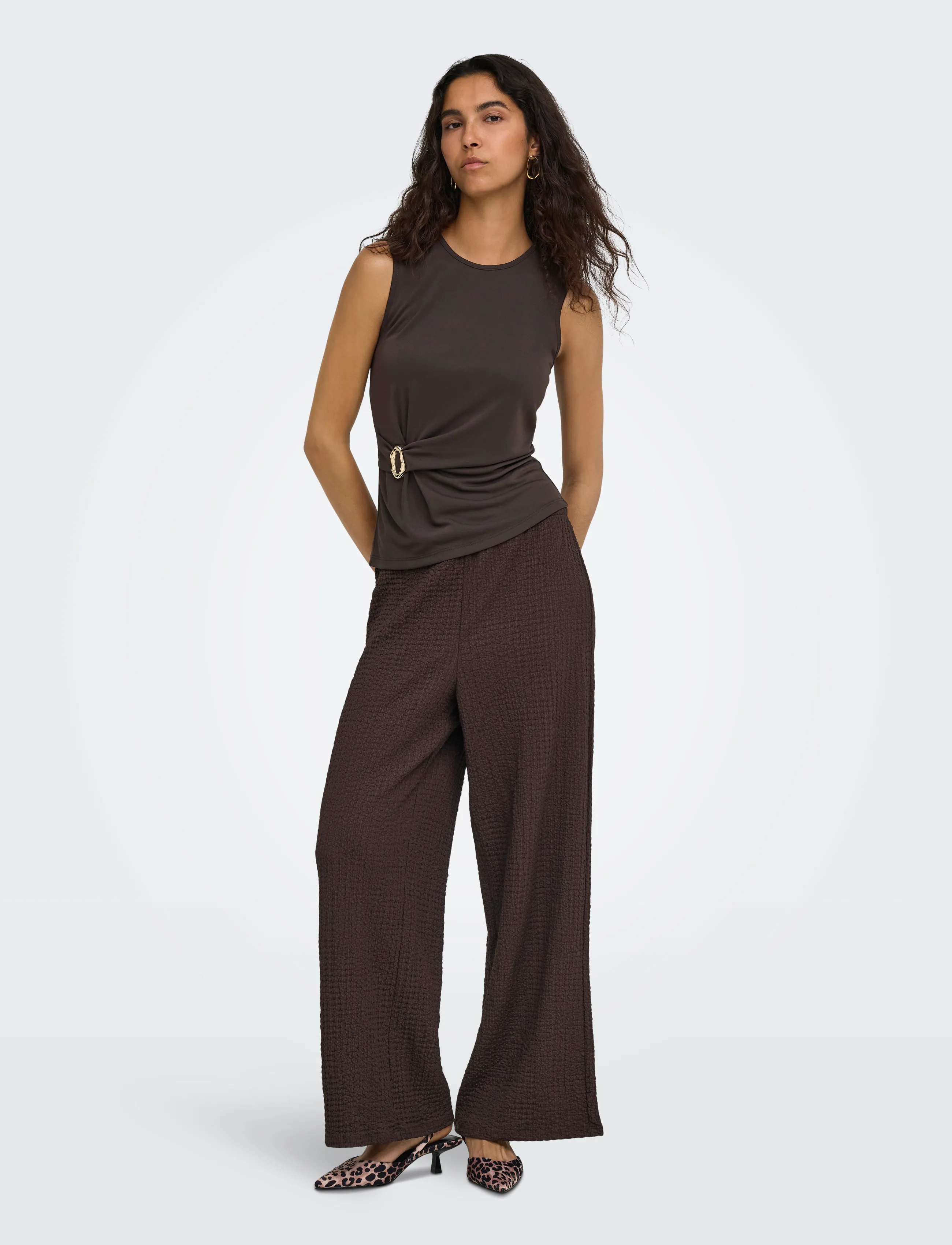 ONLY - ONLHAZE S/L BUCKLE TOP JRS - Ärmellose tops - chocolate torte - 4