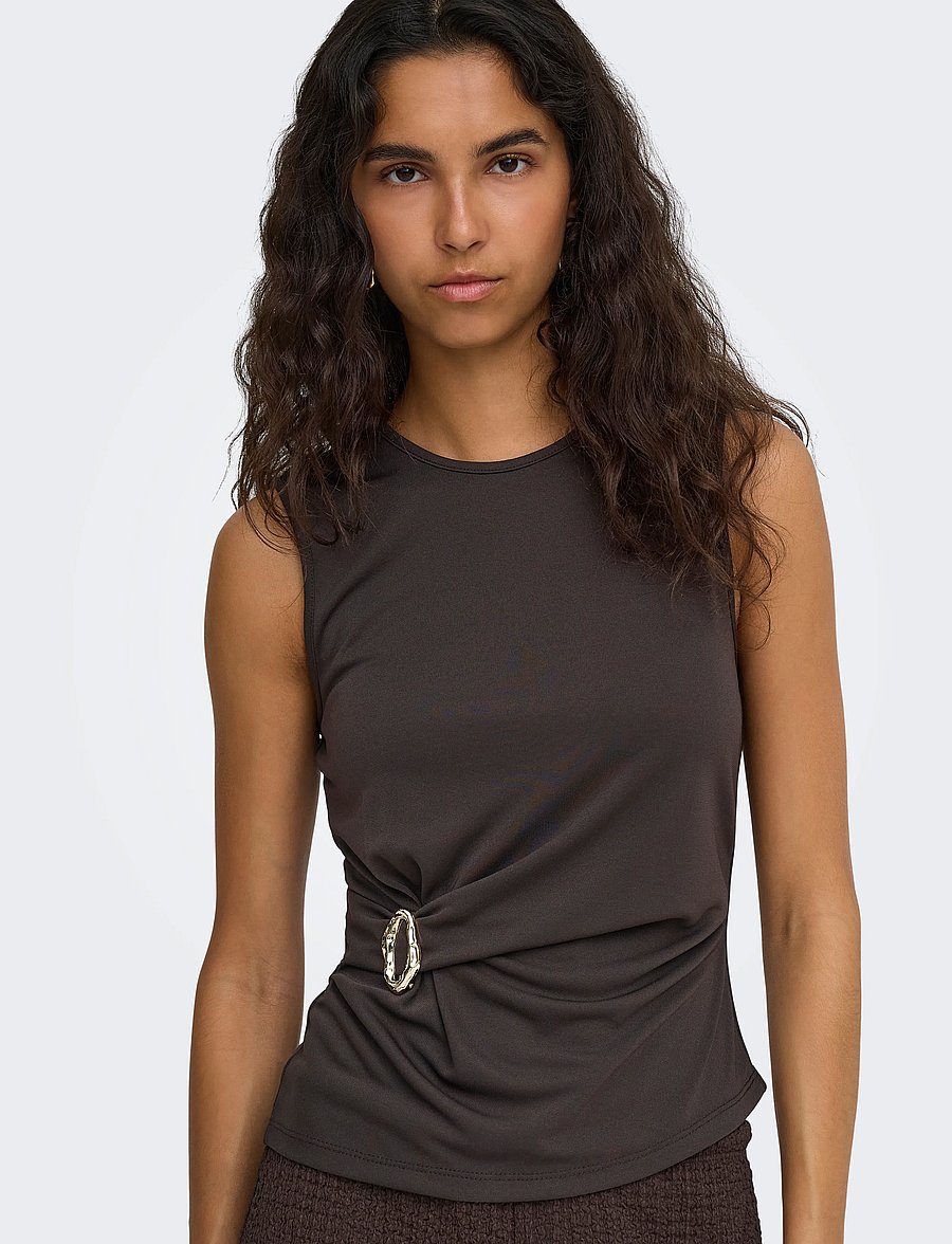 ONLY - ONLHAZE S/L BUCKLE TOP JRS - Ärmellose tops - chocolate torte - 5