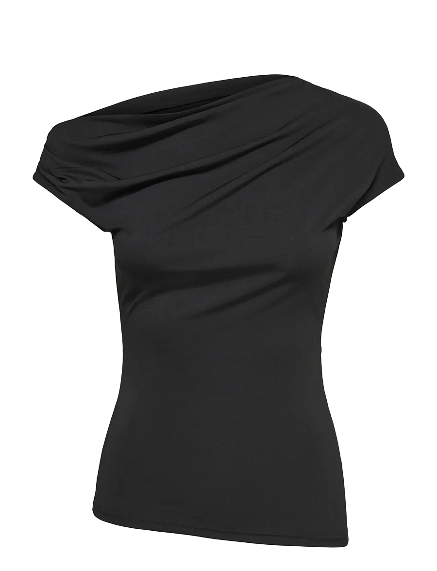 ONLY - ONLARIA S/L ASSYMETRIC TOP JRS - t-shirts - black - 1