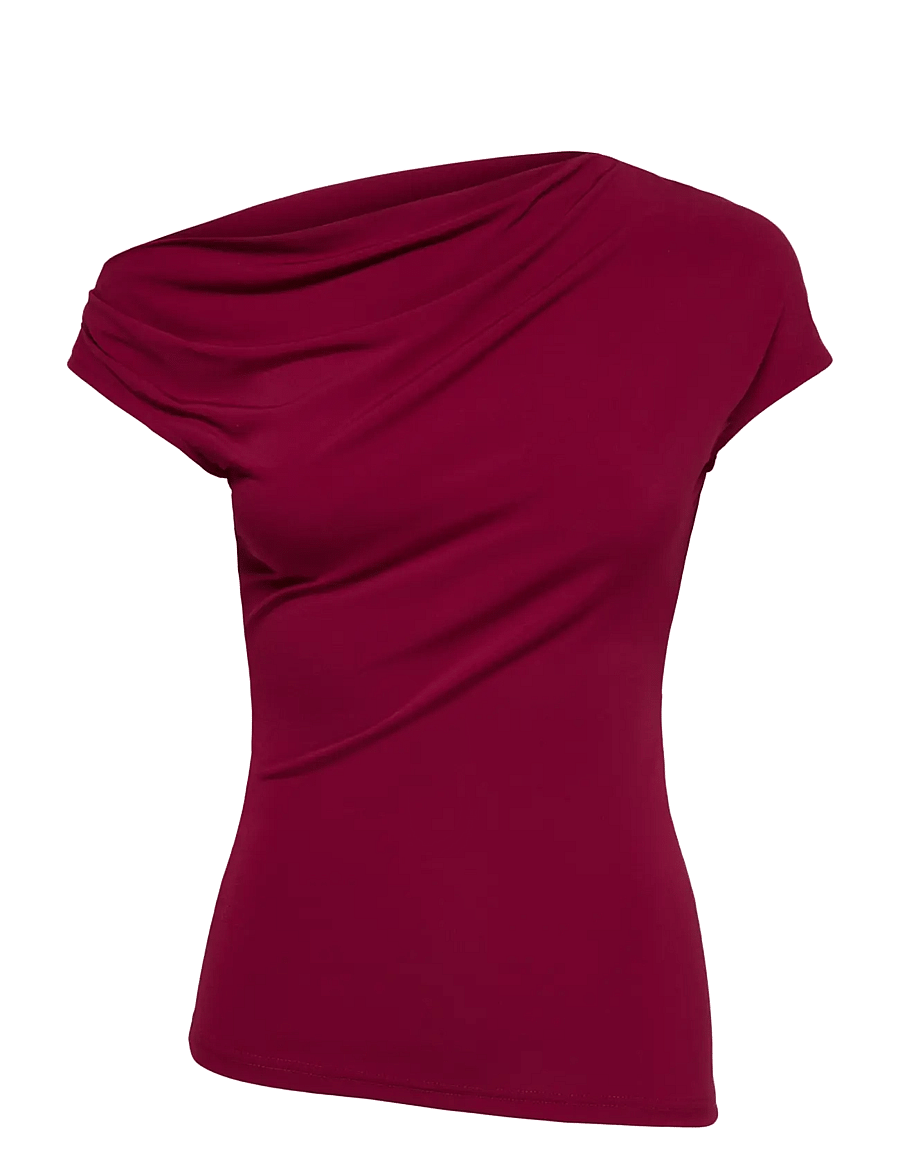 ONLY - ONLARIA S/L ASSYMETRIC TOP JRS - t-shirts - rumba red - 1