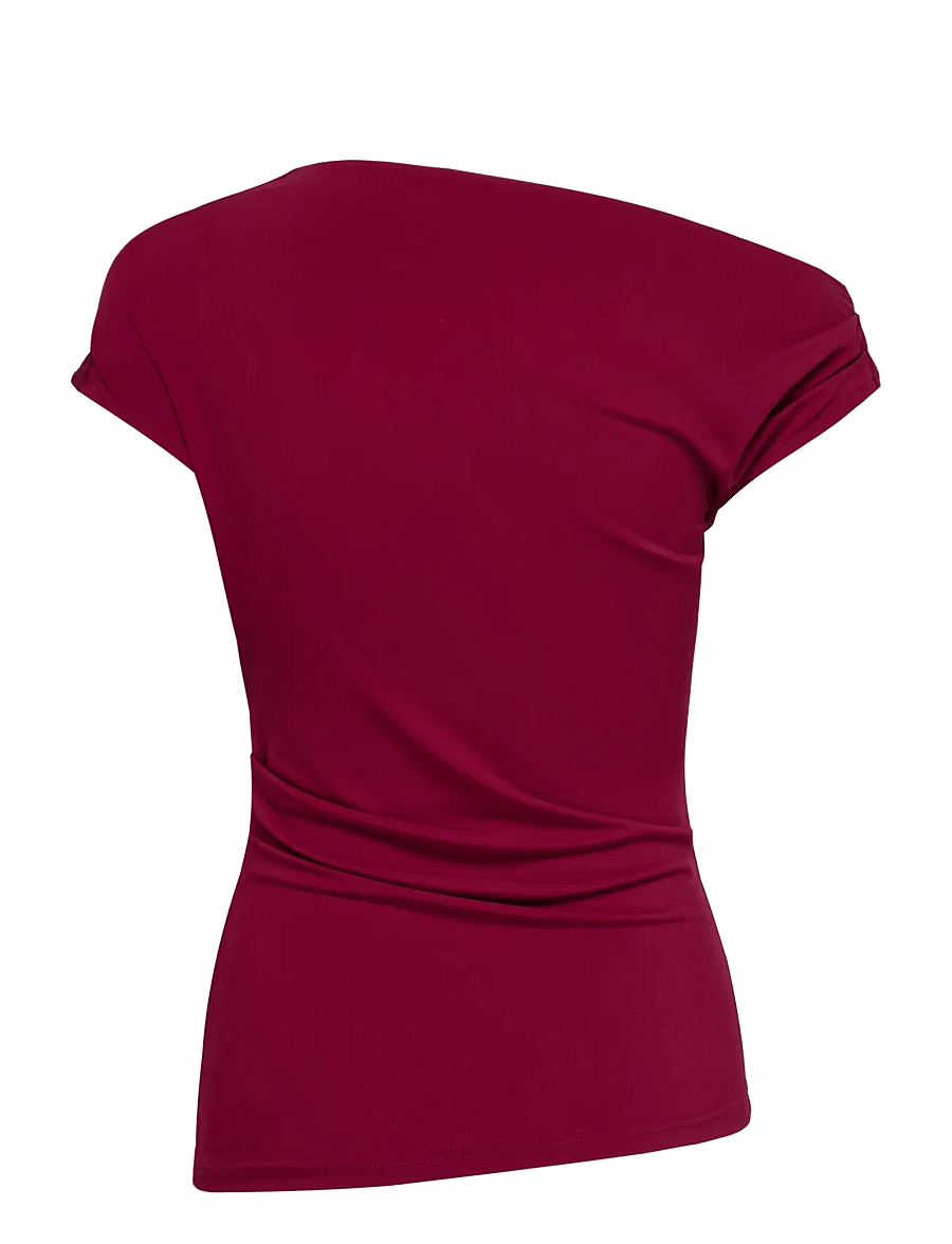 ONLY - ONLARIA S/L ASSYMETRIC TOP JRS - t-shirts - rumba red - 2