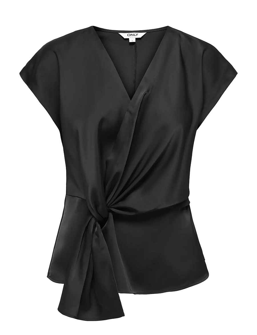 ONLY - ONLDUNE S/L WRAP KNOT TOP WVN - varrukateta pluusid - black - 0