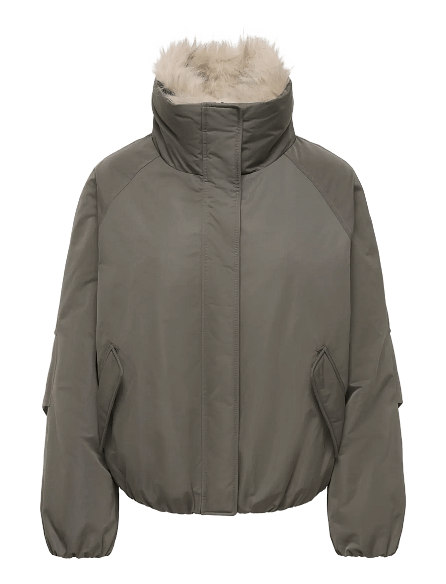 ONLY - ONLAUDREY FUR COLLAR BOMBER OTW - leichte jacken - black olive - 1