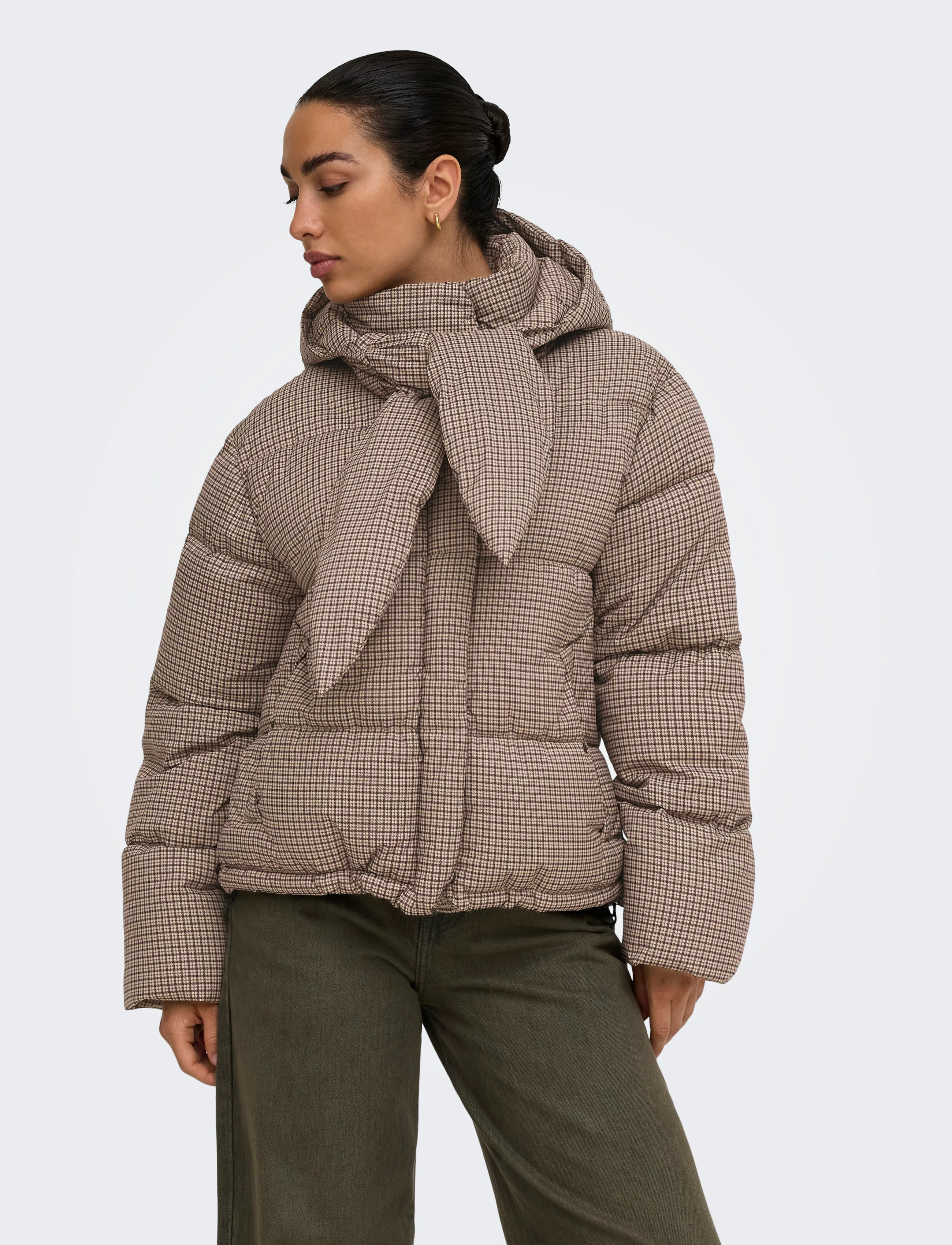 Onlmia Scarf Check Puffer Jacket Otw