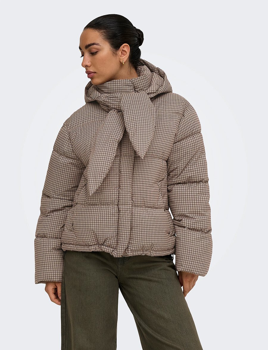 ONLY - ONLMIA SCARF CHECK PUFFER JACKET OTW - winterjacken - toasted coconut - 0